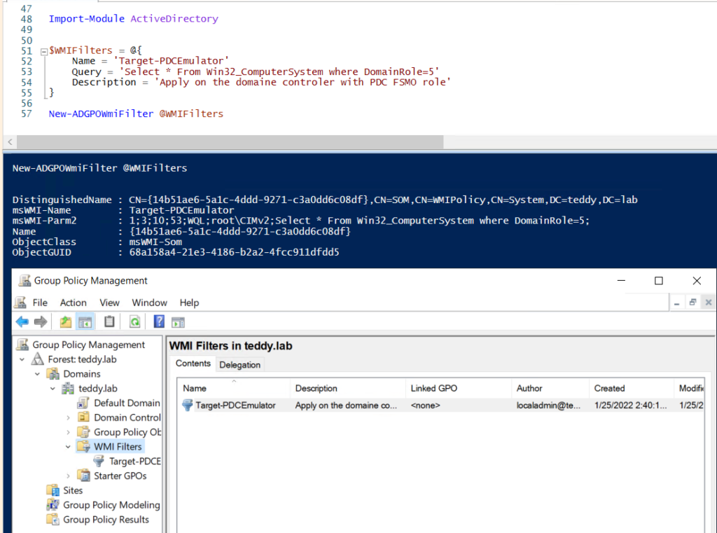Powershell - WMI filter GPO - TeddyCorp